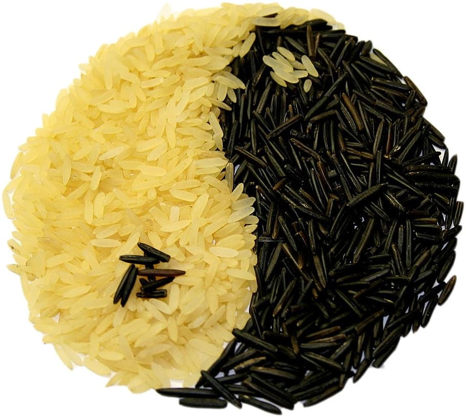 rice grains, yin-yang form art, Rice, Yin And Yang, Eat, Food, Edible, aisén, rice - Food Staple, isolated