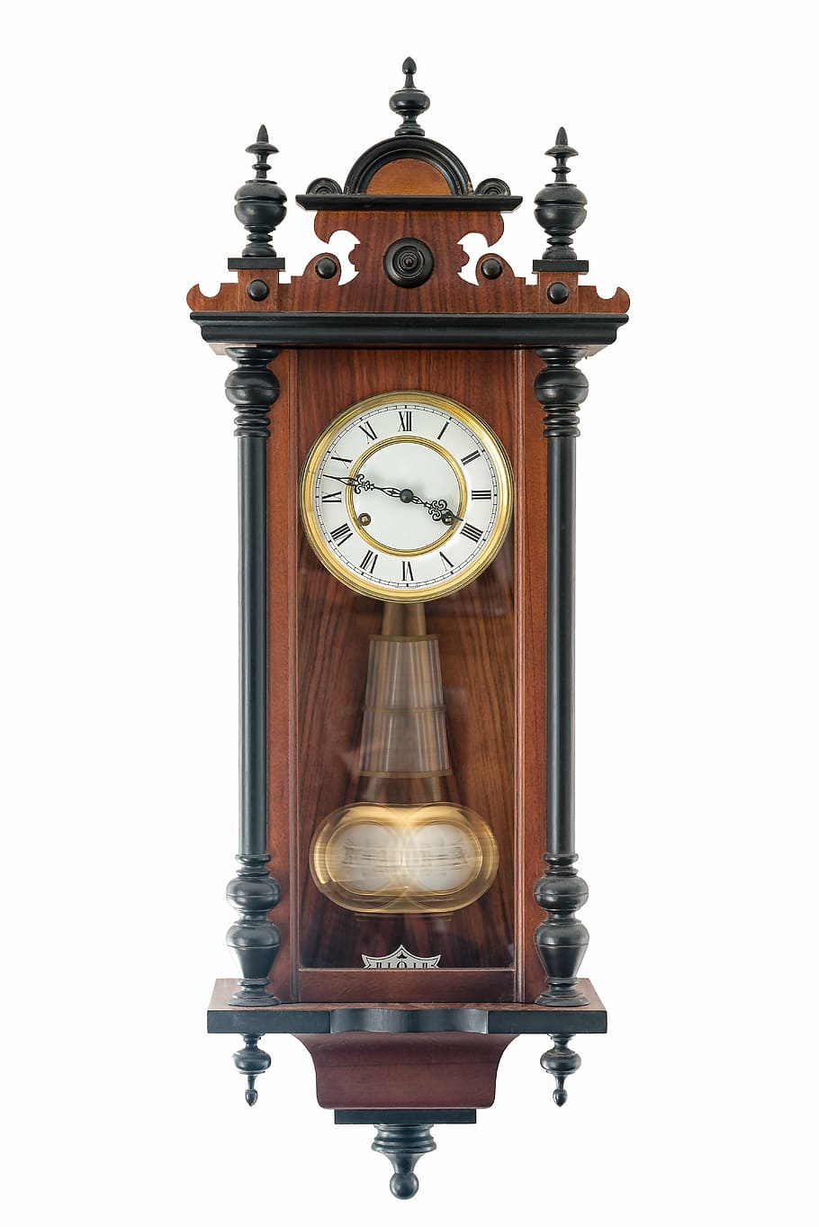 black, brown, analog pendulum clock, pendulum clock, old, pendulum, clock face, clock, hours, wood