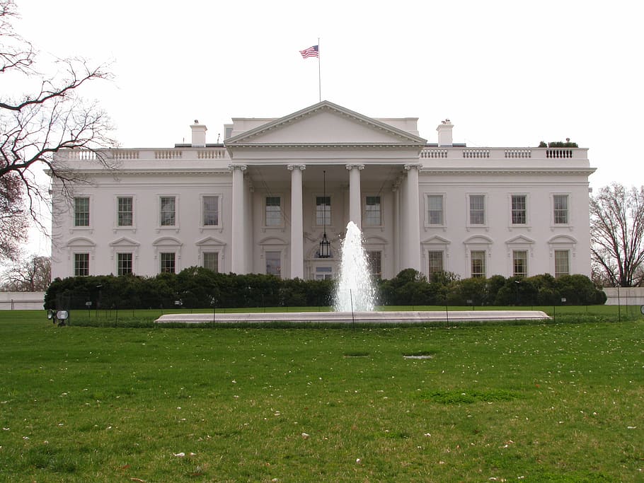 gedung beton putih, amerika serikat, gedung putih, washington, dc, eksekutif, cabang, halaman rumput, politik, pemerintahan