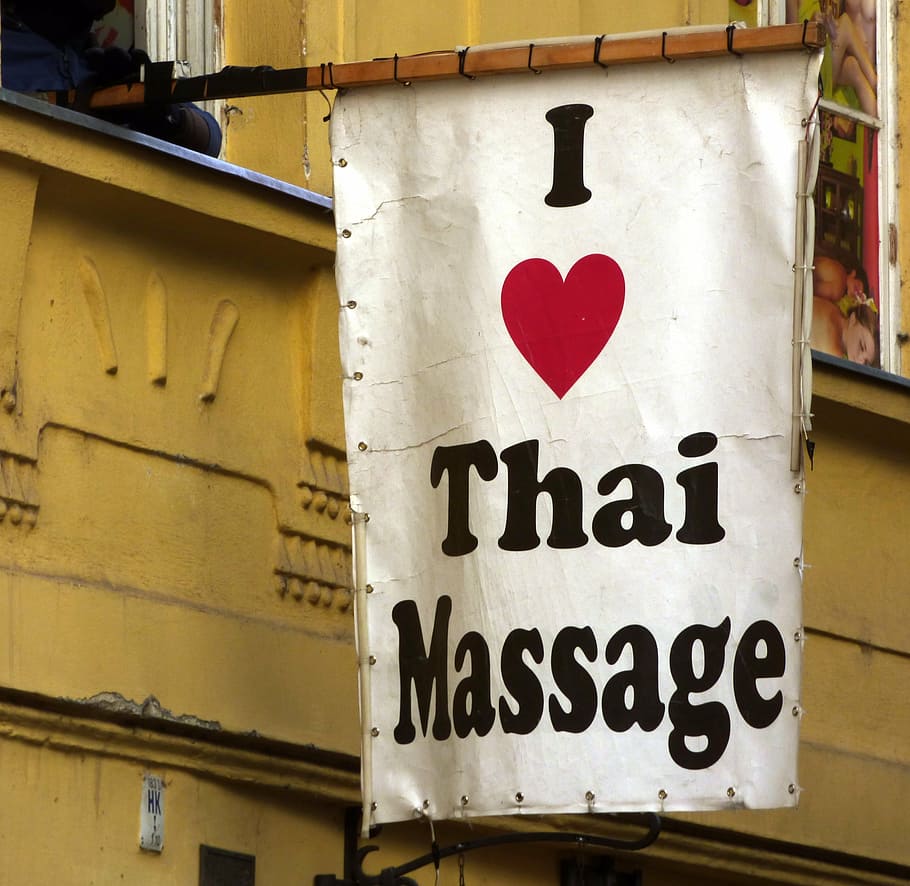 anuncio, masaje, turistas, corazón, tailandés, signo, comunicación, texto, forma de corazón, letrero