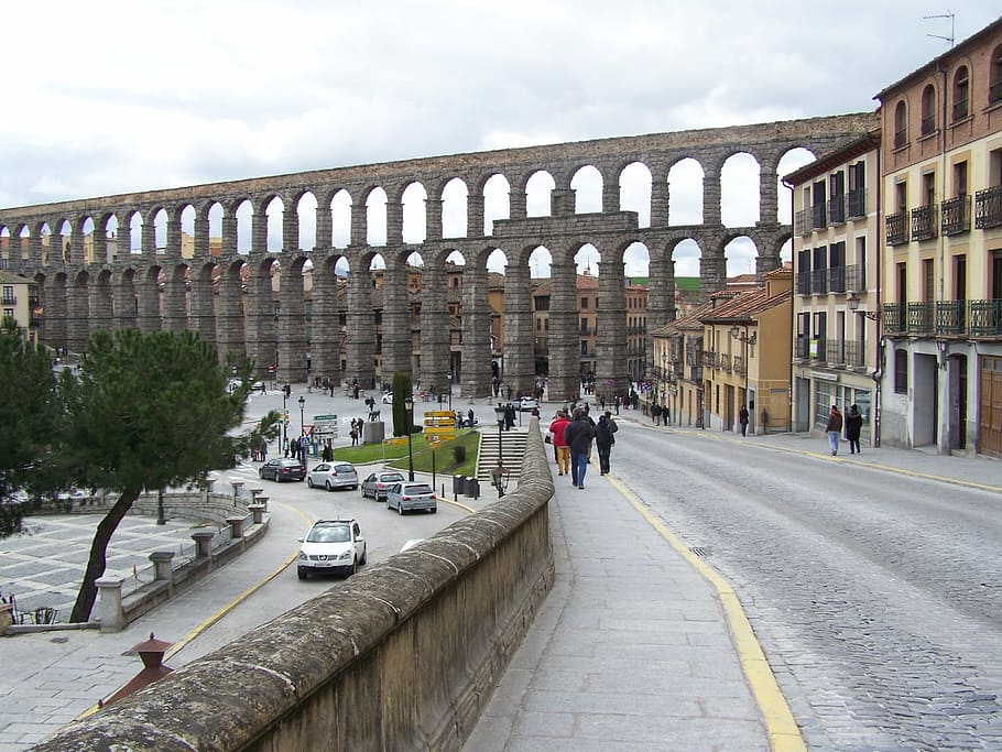 segovia, aqueduct, azoguejo, monument, civil works, architecture, roman, europe, history, famous Place
