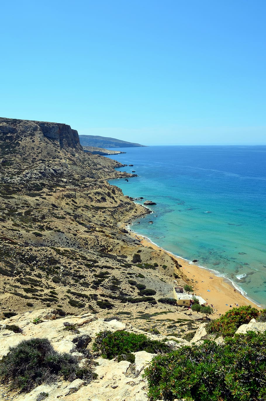 matala, greece, red beach, crete, idyllic, greek island, booked, coast, holiday, island