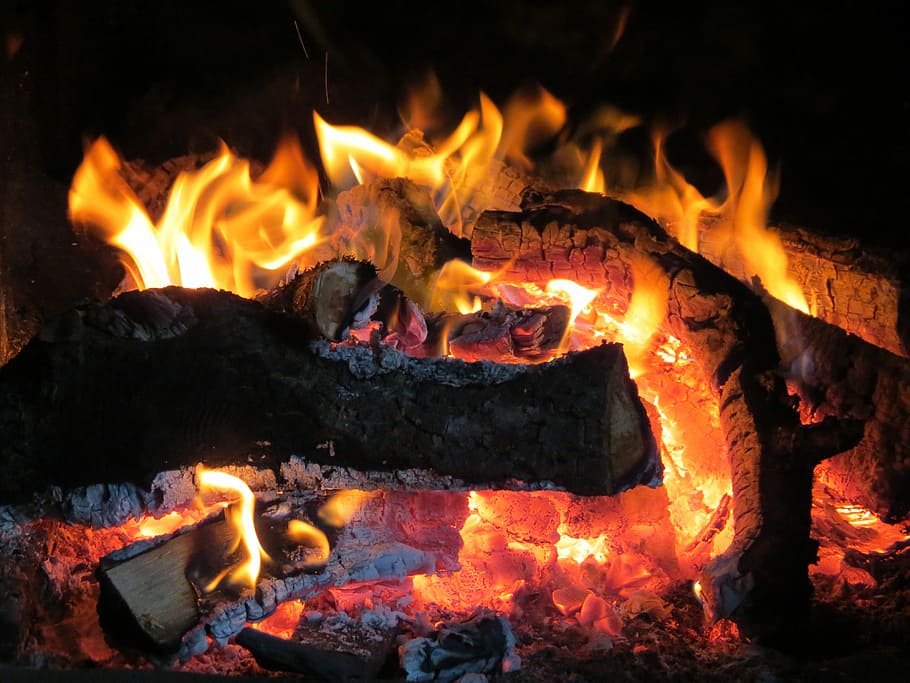 fire, fireplace, wood, burn, flame, blaze, cozy, open fireplace, open fire, flame log fire