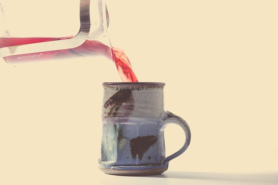 gray ceramic mug, Pouring, Cup, Mug, Drink, Liquid, Tea, juice, carafe, jug