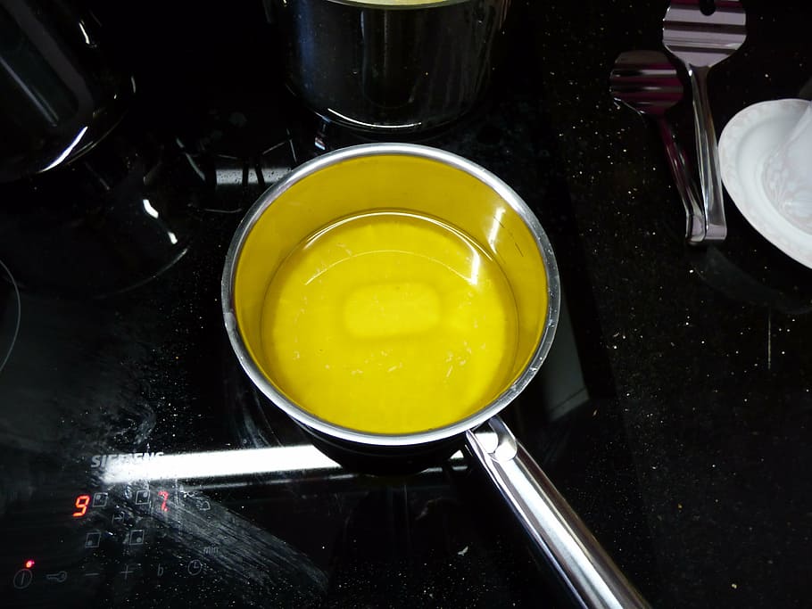 melted butter, butter sauce, stove, cook, heating, food and drink, kitchen utensil, indoors, food, household equipment