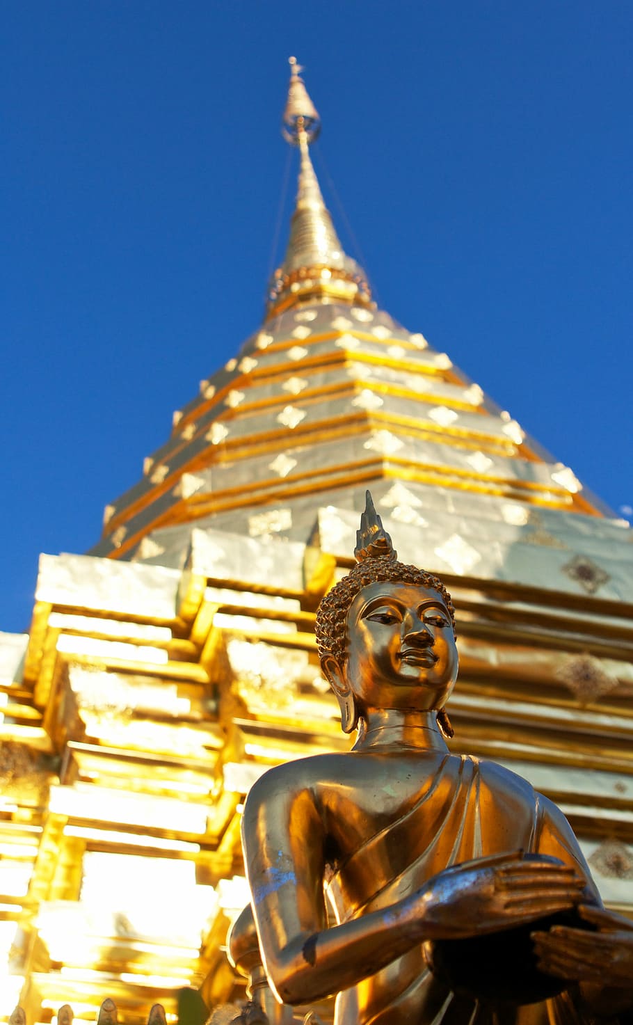 Templo, Chiang Mai, Ouro, religião, estátua, cor dourada, espiritualidade, local de culto, crença, cor de ouro