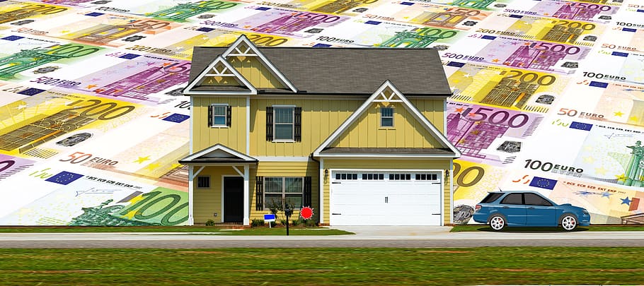 financiación, construcción de viviendas, casa, automóvil, vehículo, crédito, euro, dólar, seguro, madre