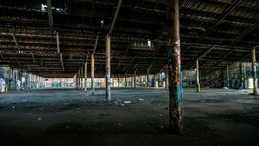 interior del edificio vacío, almacén, edificio, abandonado, industrial, interior, arquitectura, sucio, vacío, urbano