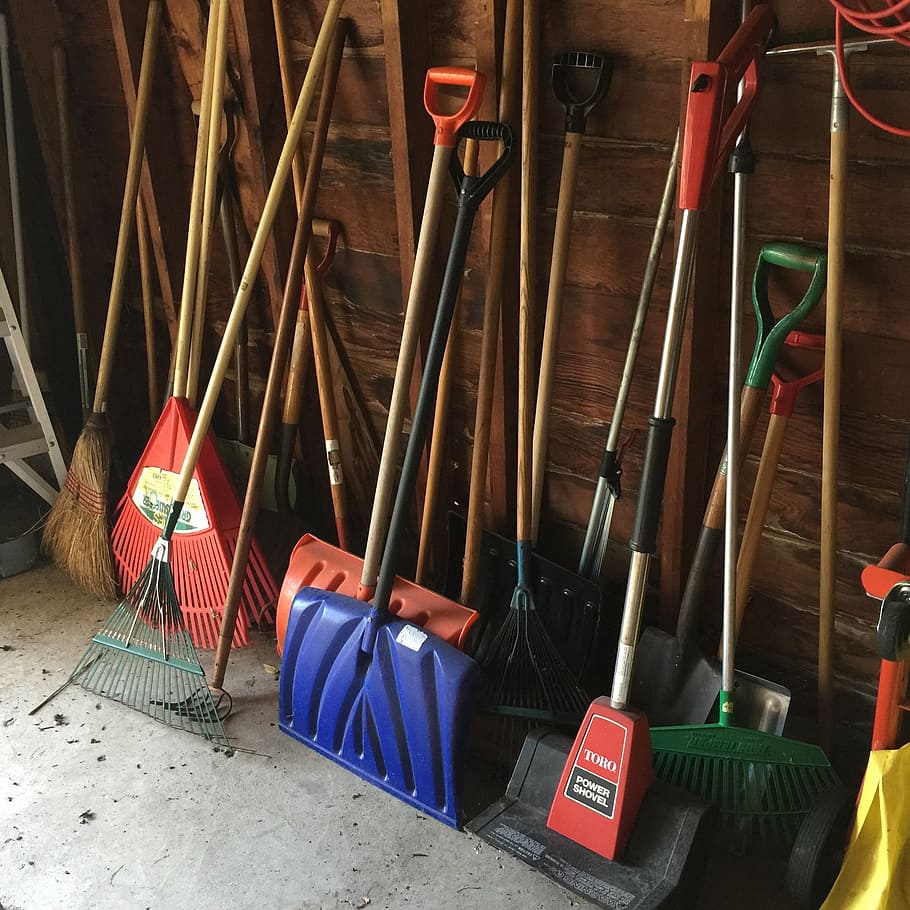 shovels, winter, cold, snow, shoveling, tool, snowshovel, equipment, gardening, work Tool