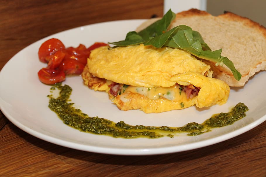 food, restaurant, breakfast, omelet, grilled tomato, health, nutrition, diet, eat, food and drink