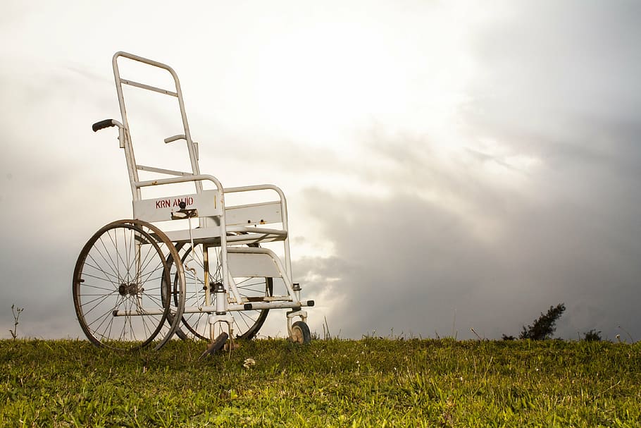 gray medical wheelchair, disabled, chair, engel, fiction, grass, opinions, idea, life, design