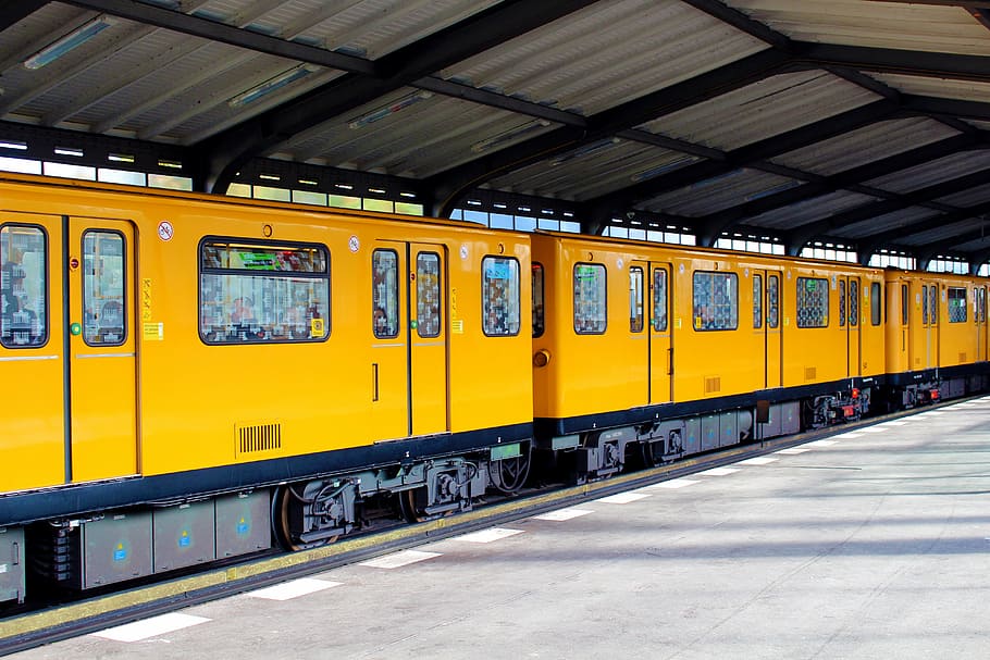 yellow, black, trains, berlin, s bahn, railway station, train, capital, metro station, underground