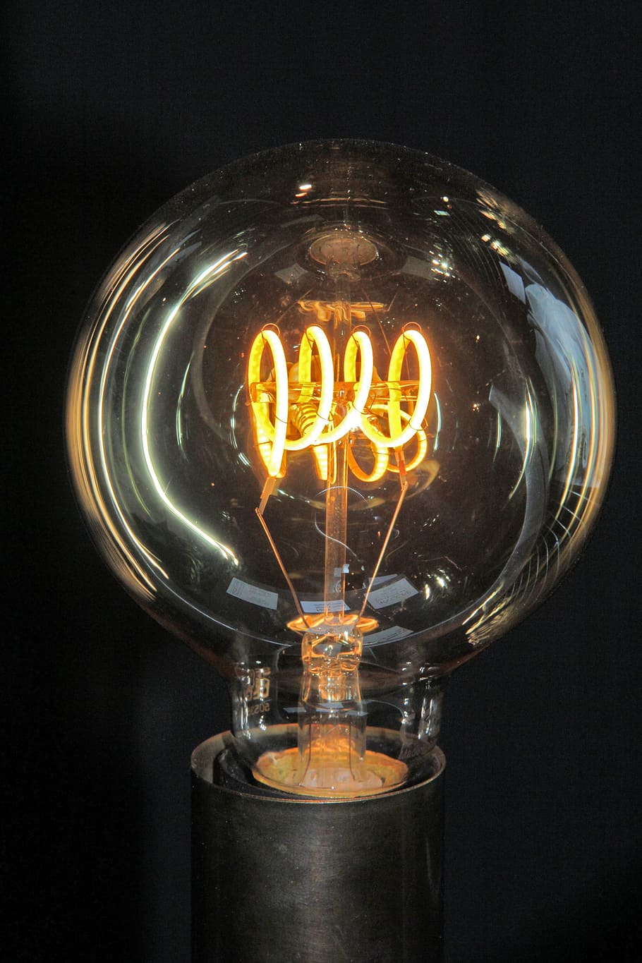 Bulb, Filament, Electricity, Lamp, light bulb, lighting equipment, illuminated, glowing, studio shot, close-up