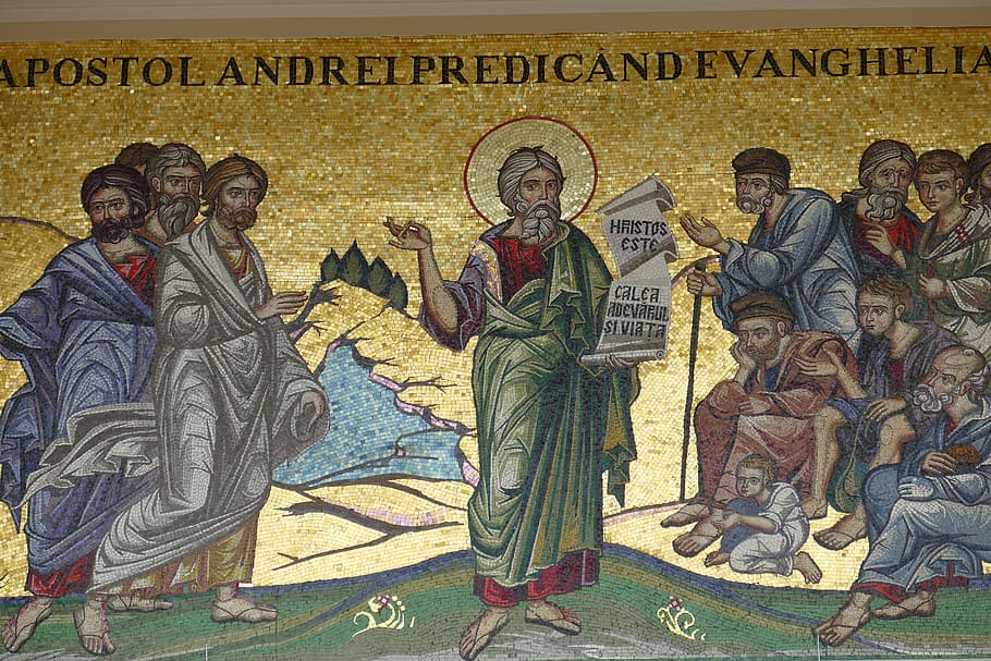 mosaico, imagem, igreja, catedral, bucareste, romênia, apóstolo, john, batista, cristo