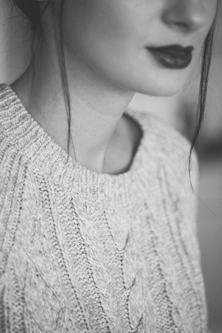people, woman, girl, lipstick, makeup, beauty, black and white, one person, young women, midsection