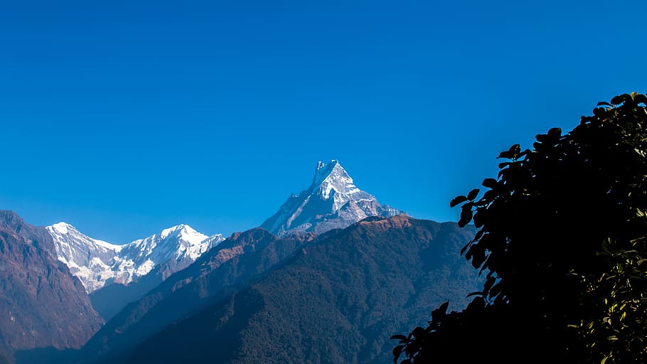Fishtail, montanha, Himalaia, Nepal, natureza, céu, paisagem, pico, annapurna, viagem