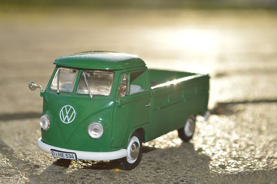 camión volkswagen verde, verde, Volkswagen, camión, coche de juguete, juguetes, auto, automóvil, automotriz, vw