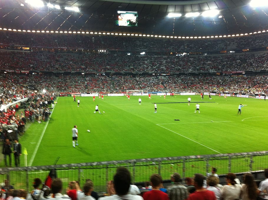 football, germany, austria, allianz arena, crowd, sport, group of people, large group of people, stadium, real people