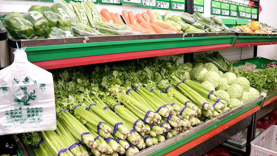 vegetable, fresh vegetables, celery, carrot, radish, green pepper, crop, west gourd, kidney beans, cabbage