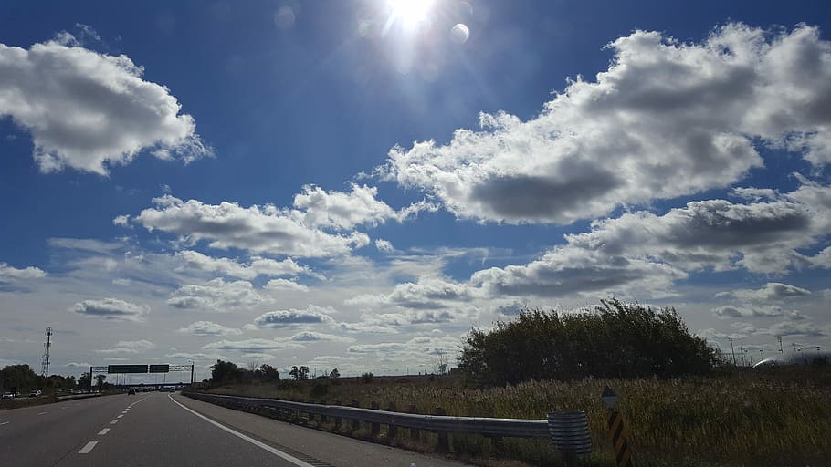 Nuvens, Algodão, Estrada, Rodovia, Linda, céu, nuvem - céu, o caminho a seguir, transporte, natureza