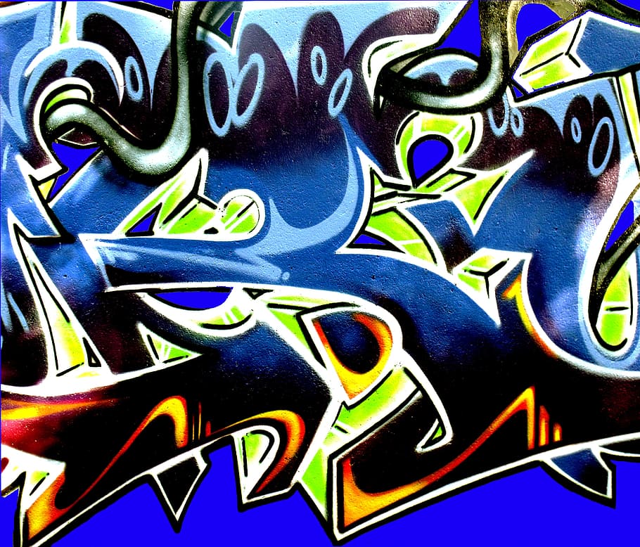 graffiti de pared, Mural, Color, grafitti, wandmgrafitti, azul, grafittikunst, aesthaetisch, arte, pared