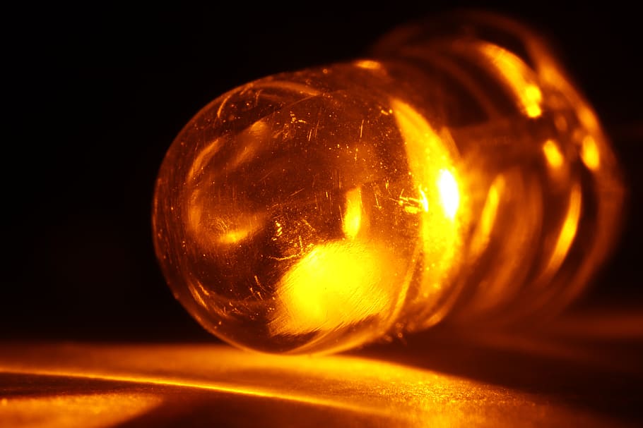 yellow, led, light-emitting diode, light, led lamp, lamp, macro, shining, hell, bulbs