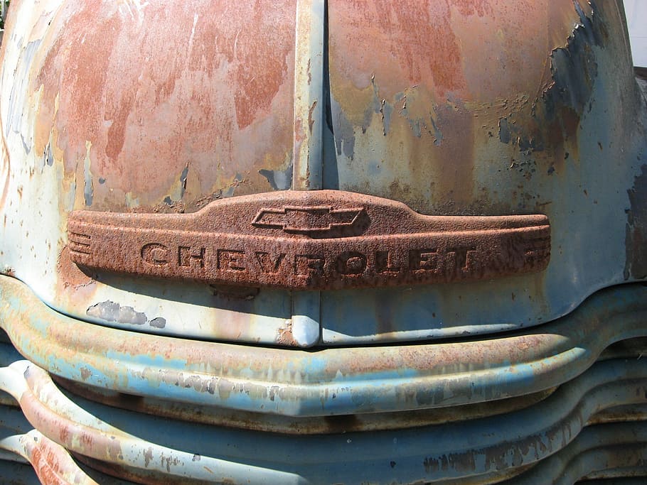 blue, brown, chevrolet vehicle, Truck, Old, Vehicle, Vintage, rusty, metal, abandoned