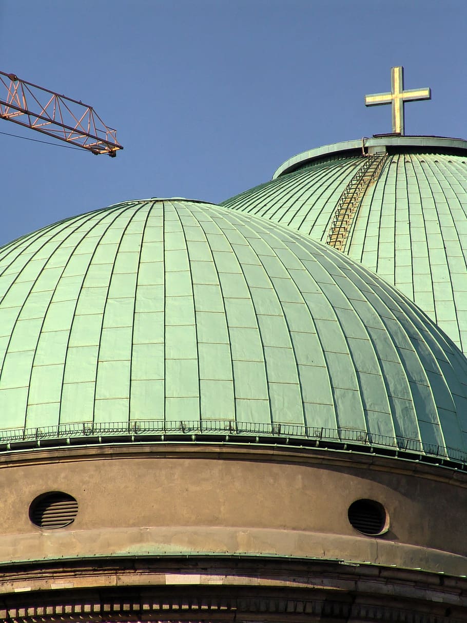 dome, berlin, church, crane, architecture, built structure, sky, low angle view, building exterior, clear sky