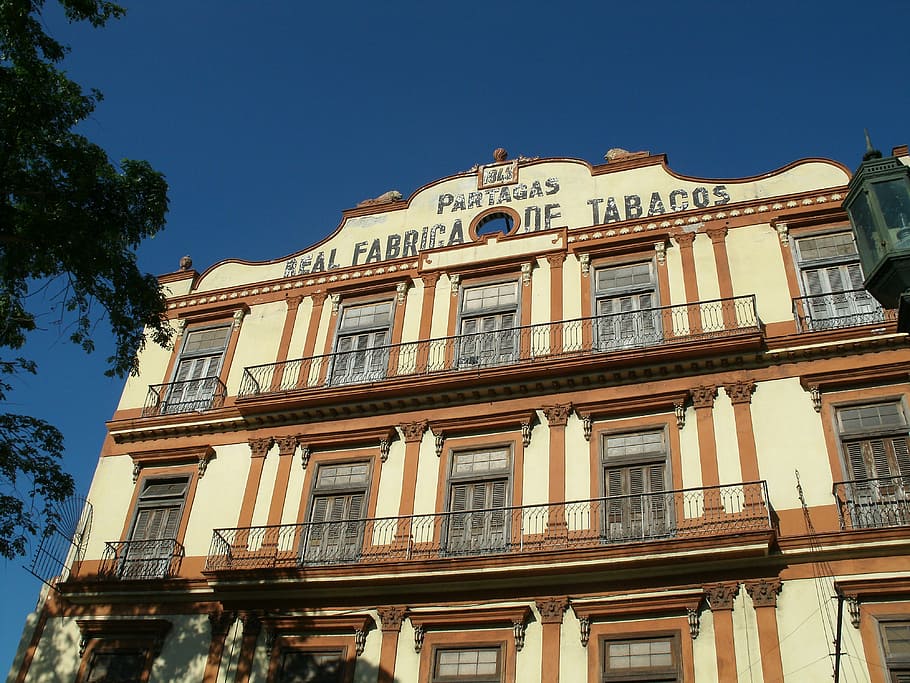 Cuba, Hotel, Havana, Façade, fabrica of tabacos, window, building exterior, architecture, sunny, clear sky