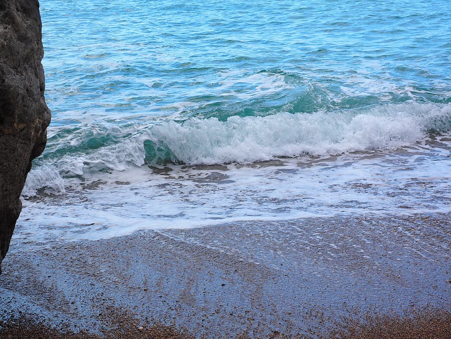 Sea, Wave, Pebble Beach, sea, wave, beach, pebble, booked, sa calobra, bay of sa calobra, serra de tramuntana
