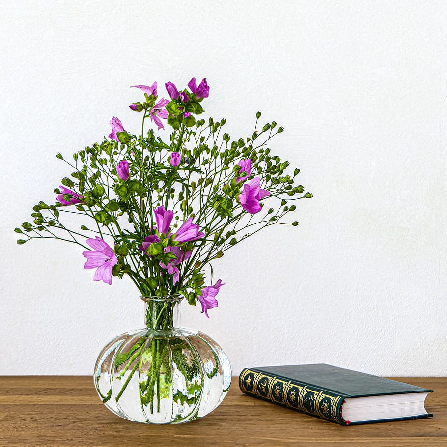 still life, bouquet, mallow pink, book, hafiz, poems, read, relaxation, poem book, persian