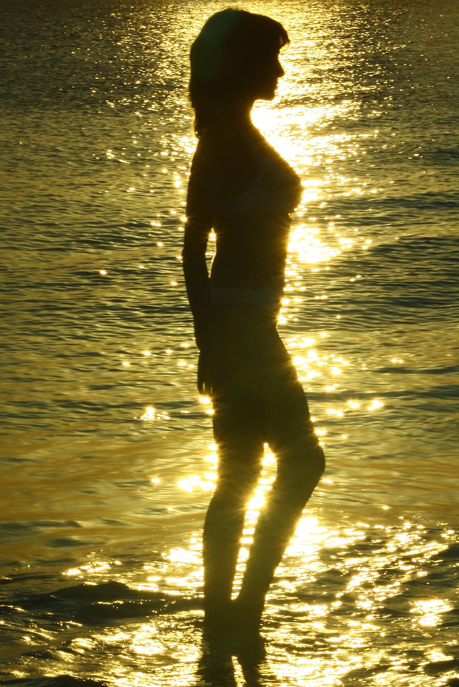 zanzibar, silhouette, woman, sea, sunset, water, one person, sunlight, nature, standing