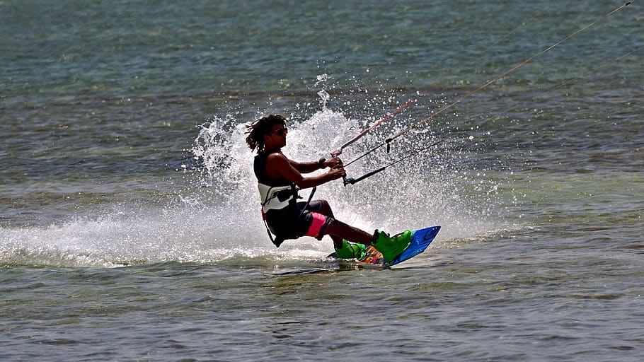 kite, water skiing, sports, extreme, sea, speed, transport, boat, entertainment, wave