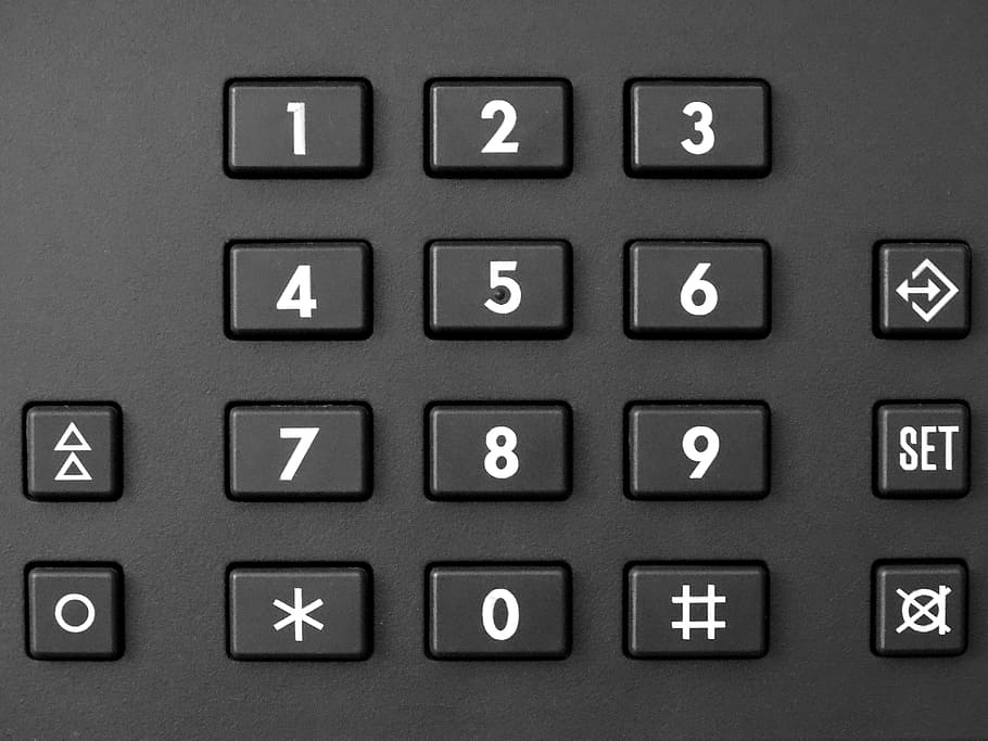 teclado numérico negro, teclado numérico, teléfono, comunicación, hacer la llamada, llamar, hablar, escuchar, seleccionar, empresa