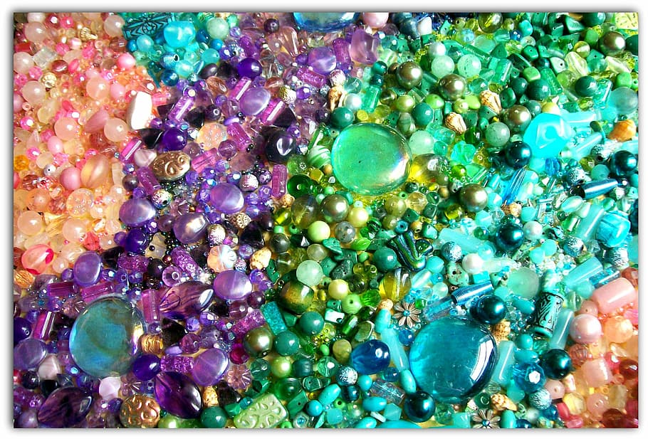 pedras preciosas de cores sortidas, mosaico, colorido, miçangas, antiga, padrão, geométrica, estilo, textura, criativa