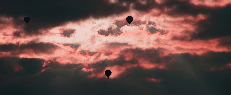 two, hot, air balloons, flying, balloon, hot air balloon, ballooning, cozy, slowly, quiet