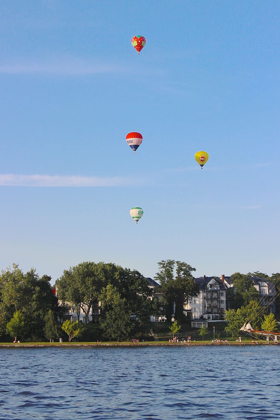 Ballons, Hot Air Balloon, Water, Rostock, take off, air sports, mid-air, flying, sky, outdoors