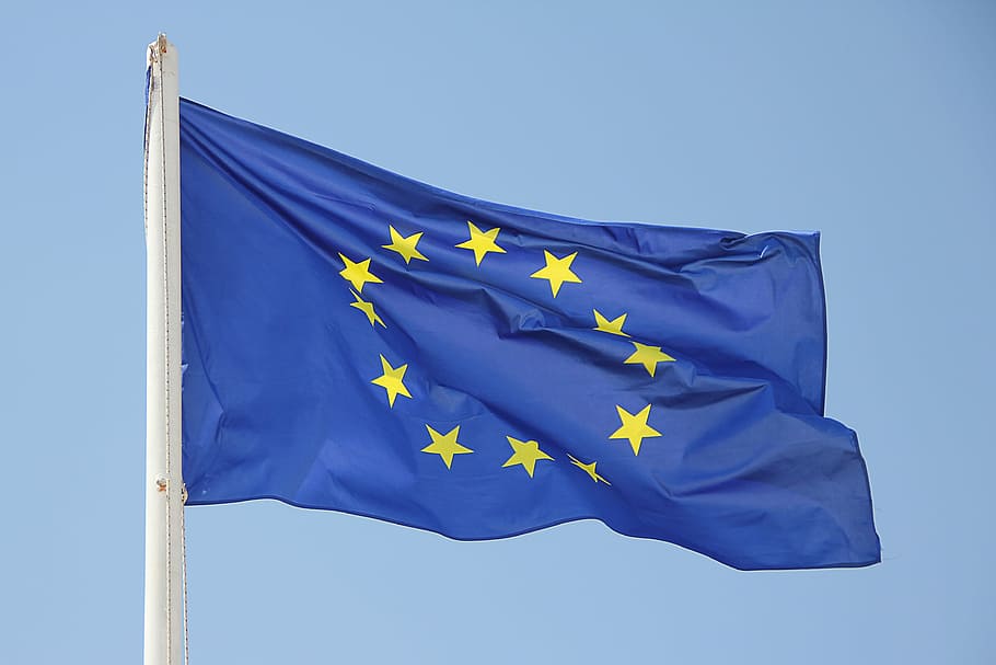 biru, kuning, bendera negara cetak bintang, Eropa, bendera, bintang, internasional, krisis euro, pukulan, negara-negara euro