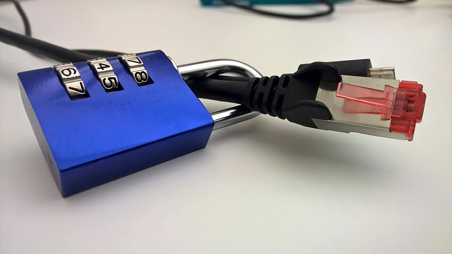 blue, gray, padlock, ethernet cable, Privacy Policy, Security, Data Transfer, combination lock, cable, computer