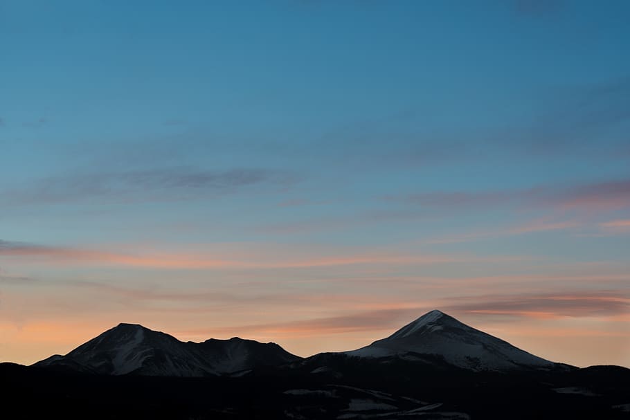 dark, mountain, highland, landscape, nature, cloud, sky, snow, winter, sunset