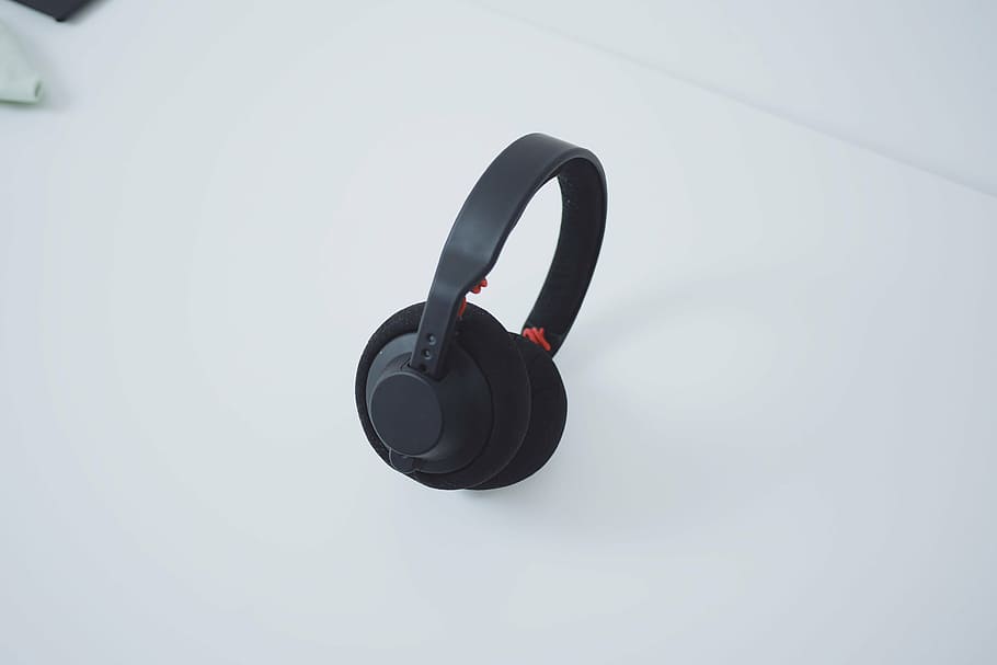 hitam, nirkabel, headphone over-ear, foto, headphone, teknologi, audio, musik, still, item