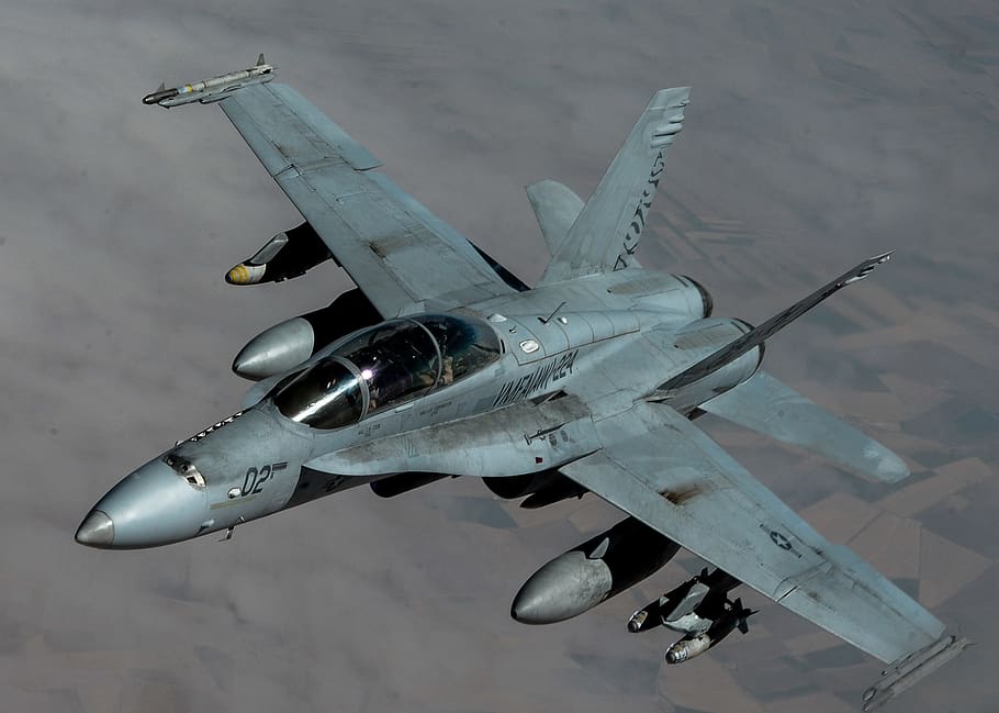 f-18 hornet, aerial, usmc, united states marine corps, marines, sky, fighter, jet, aircraft, air vehicle