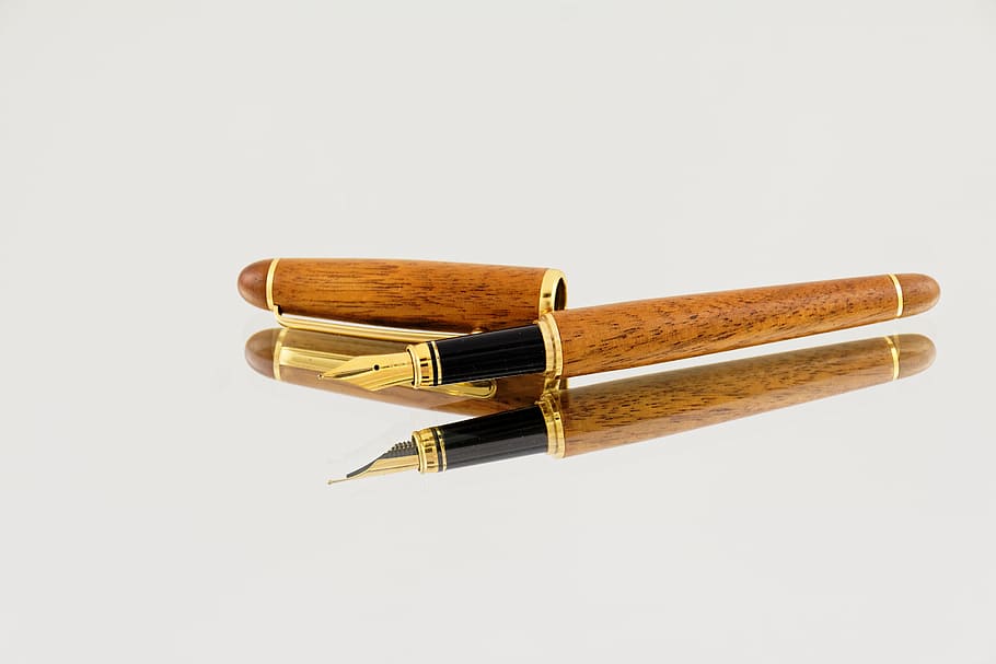 brown fountain pen, fountain pens, filler, leave, writing tool, pen, office, time, ink, school