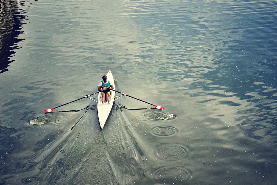 man rowing, white, Kayak, Rowing, Kayaking, Canoeing, canoe, paddling, water, sport