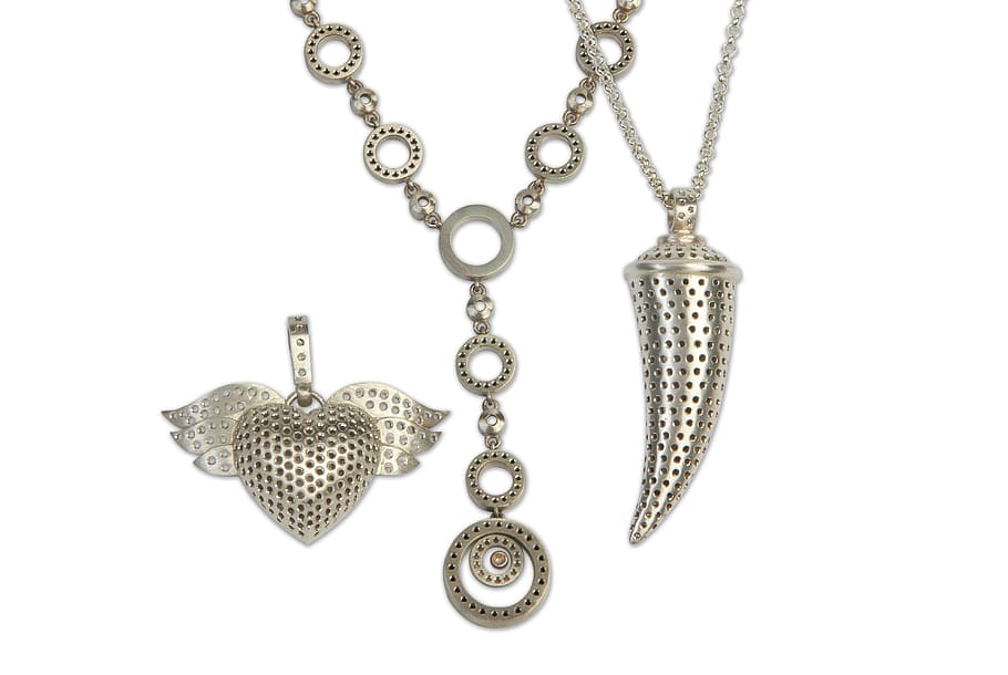 colar de corrente de prata, pingente de coração, jóias, prata, colar, pingente, brincos, acessório pessoal, moda, pedras preciosas