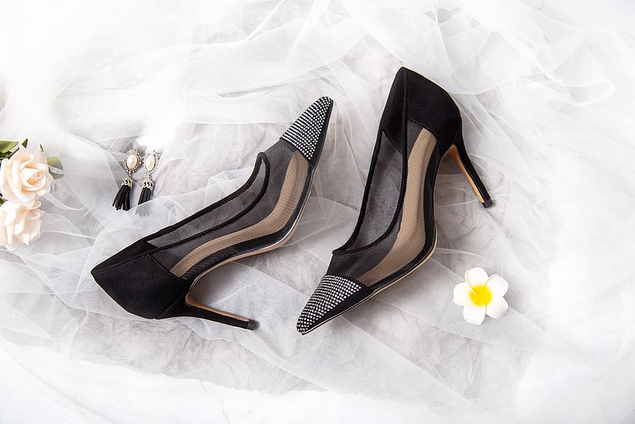 wedding, women's shoes, leather, shoes, flower, gray, heel, warm ...