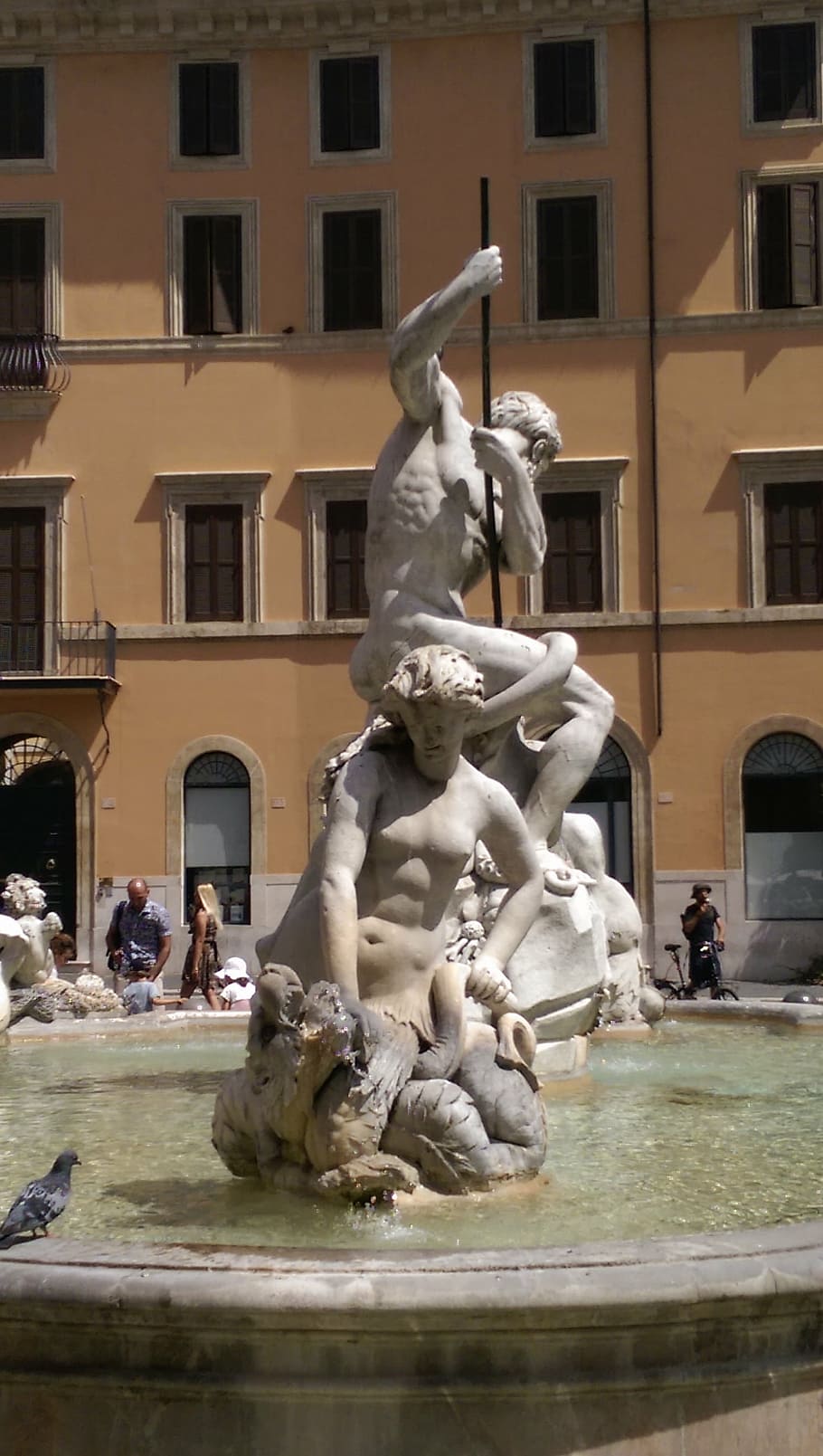 source, rome, piazza navona, sculpture, fountain, statue, europe, architecture, italy, town Square