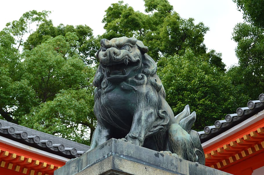 Japão, estátua, dragão, jardim, templo, guarnição, zen, sagrado, espiritualidade, estatueta