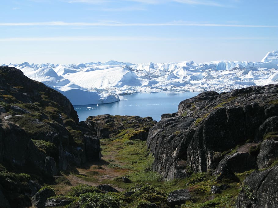 jakobshavn, icebergs, gronelândia, fiorde de gelo, montanha, natureza, neve, paisagem, paisagens, lago