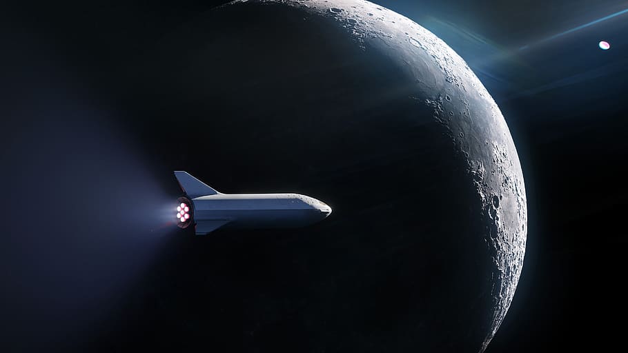 espacio, nave espacial, cohete, cohete espacial, luna, viaje, exploración, órbita, cráteres, tecnología